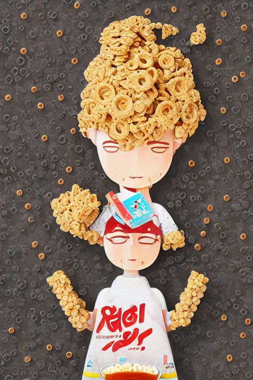 Prompt: cereal-chan, girl made out of cereal, intricate detail, character illustration by tatsuki fujimoto