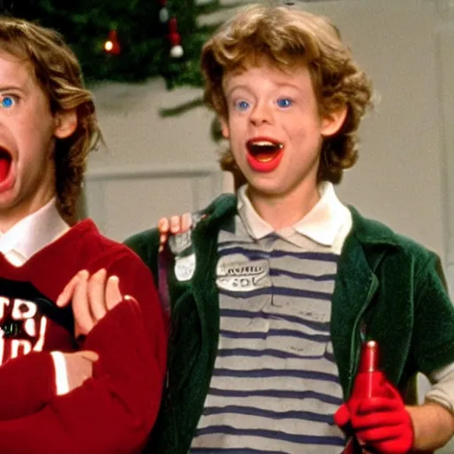 Prompt: a still of from the movie revenge of the nerds crossover with the movie home alone