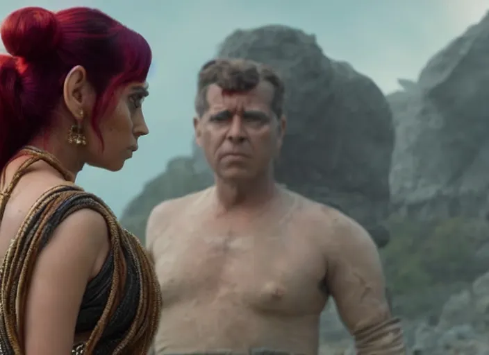 Image similar to film still of real life leela with ponytail in the new scifi movie, 4 k