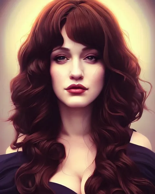 Image similar to a beautiful gina gershon christina hendricks kat dennings dolly parton instagram model by wlop and ilya kuvshinov and artgerm, symmetrical eyes, aesthetic, gorgeous, stunning, alluring, attractive, artstation, deviantart, pinterest, digital art