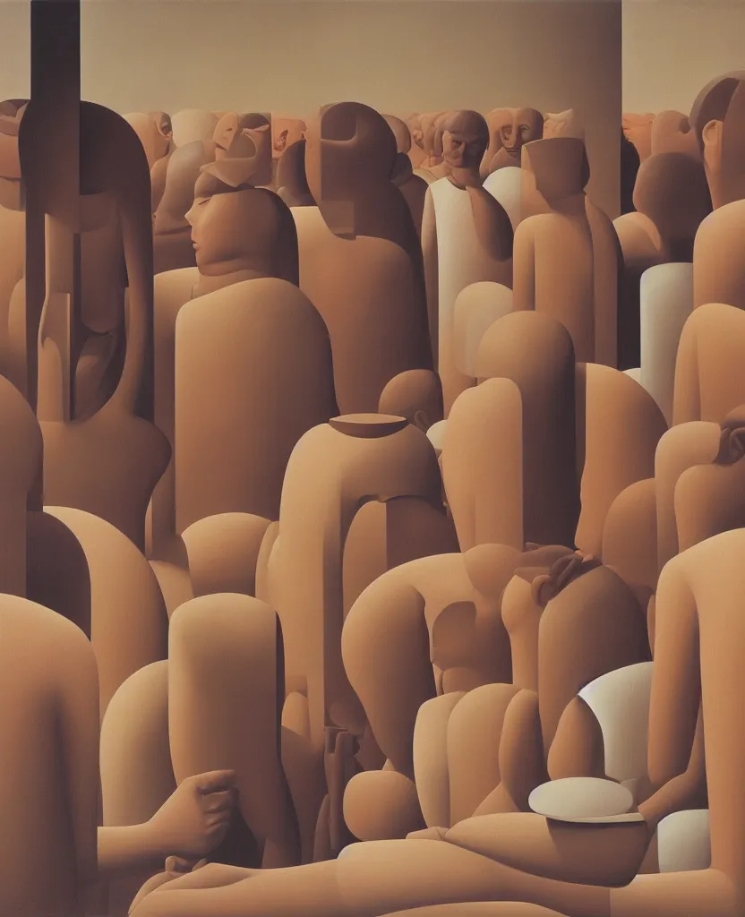 Image similar to oil painting by george tooker