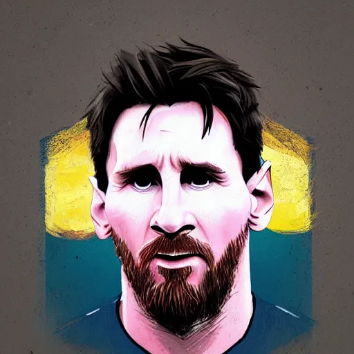 Image similar to Lionel Messi profile picture by Greg Rutkowski, Organic Painting , Matte Painting, geometric shapes, hard edges, street art, trending on the artstation:2 by Sachin Teng:4