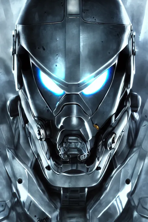 Image similar to cyber cyborg ninja mask helmet metal gear solid artic suit swat commando, global illumination ray tracing hdr fanart arstation by sung choi and eric pfeiffer and gabriel garza and casper konefal, a spectacular view cinematic rays of sunlight comic book illustration, by john kirby