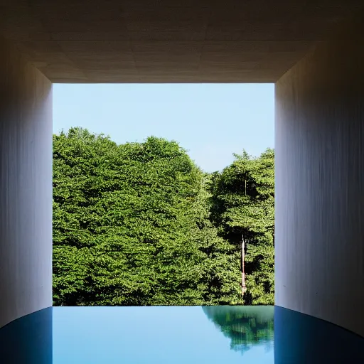 Image similar to a building designed by tadao ando and james turrell floating in space 4 k