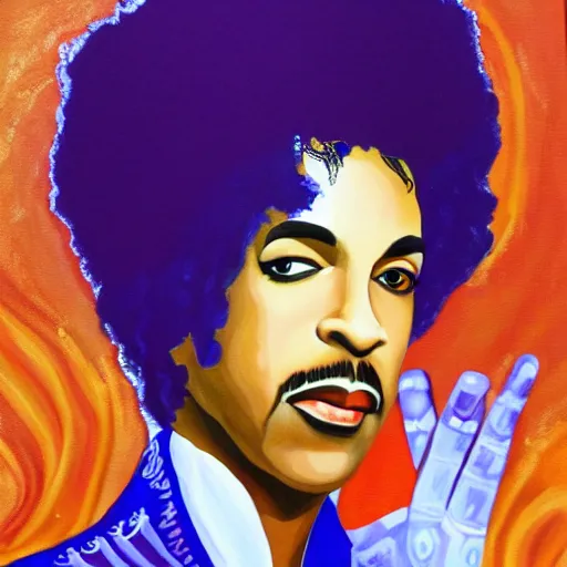 Image similar to a painting of prince in the style of eric carle.