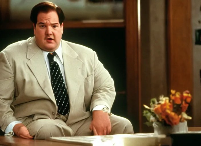 Prompt: Kevin Malone as Gordon Gecko in Wall Street 1987