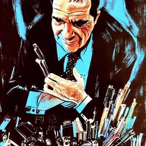 Prompt: richard nixon illustration by ralph steadman