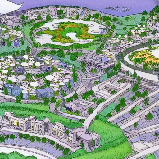 Prompt: concept art of a beautiful new village by masashi kishimoto