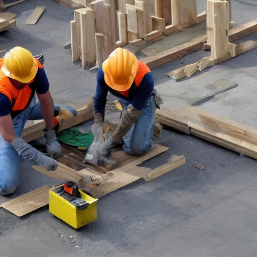 Image similar to construction workers working on a square portal