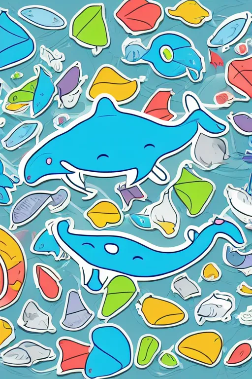 Prompt: Whale, sticker, anthropomorphic, colorful, fantasy, artstation, illustration, highly detailed, simple, smooth and clean vector curves, no jagged lines, vector art, smooth