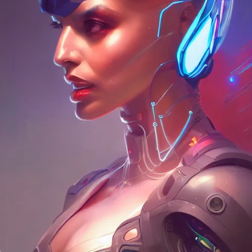 Prompt: comic book illustration, a portrait of a beautiful cybernetic woman, cyberpunk concept art by pete mohrbacher and artgerm and wlop and greg rutkowski and josan gonzales and syd mead, highly detailed, intricate, sci-fi, sharp focus, Trending on Artstation HQ, deviantart