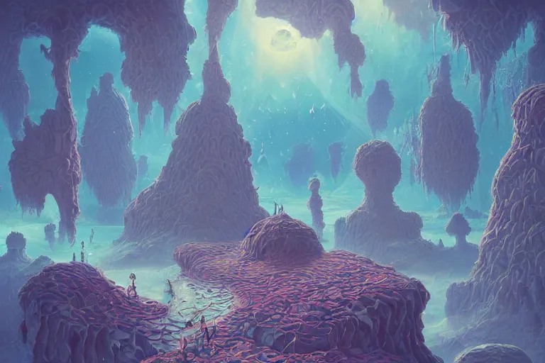 Image similar to a peculiar, beautiful dreamscape with strange inhabitants | | organic painting by max masnyy, jakub gazmercik, beeple, patrick faulwetter, heavenlydaemonic, and mc escher, surrealism, trending on artstation