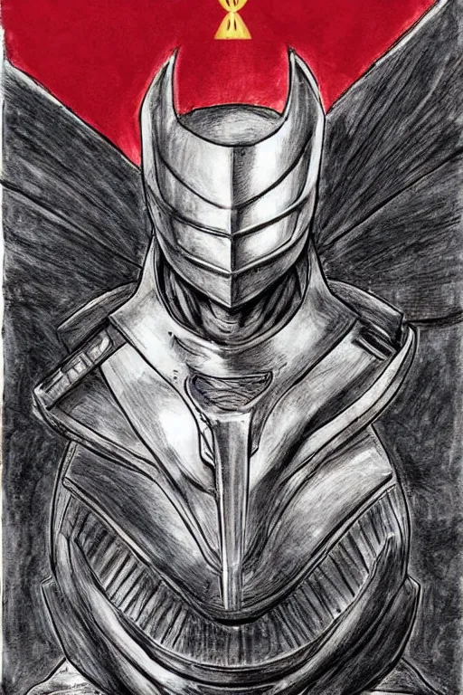 Image similar to Elon Musk as a knight in the style of Berserk, by Kentaro Miura