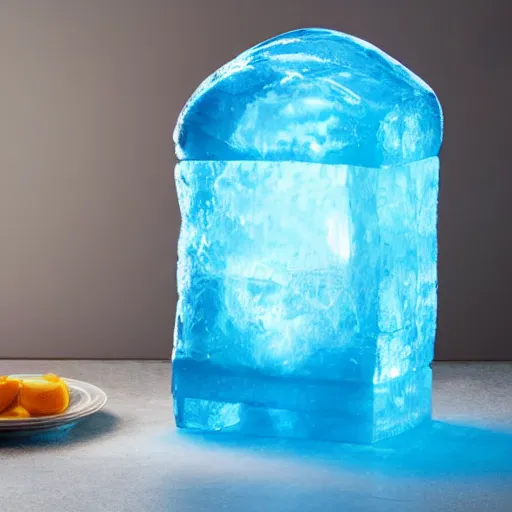 Image similar to Ice sculpture form of hot water bag, white background