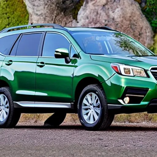 Prompt: a 2 0 1 5 subaru forrester made entirely out of a giant emerald