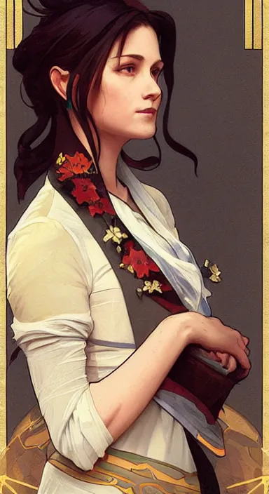 Image similar to Portrait of May from Pokemon. Beautiful digital art by Greg Rutkowski and Alphonse Mucha