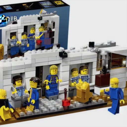 Image similar to tv advertisement for the mar a lago fbi raid lego set