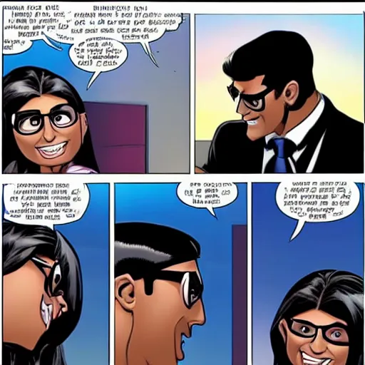 Image similar to mia khalifa comic with mr incredible