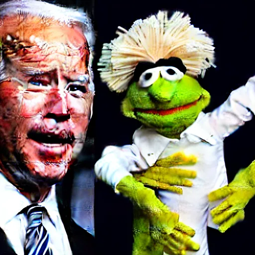 Image similar to muppet like puppet of joe biden,