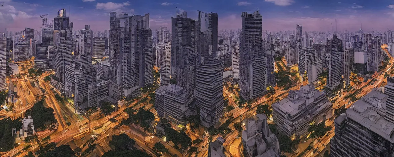 Prompt: avenida paulista, sao paulo, by makoto shinkai