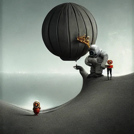 Image similar to michal karcz and dr seuss dark surrealism painting of an astronaut., detailed, elegant, intricate, 4 k, renaissance painting