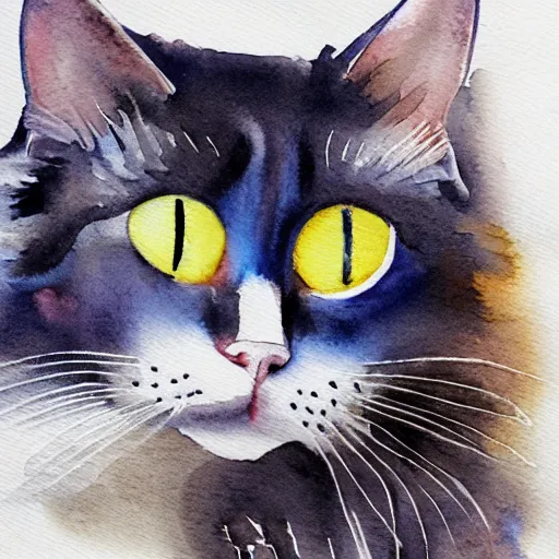 Image similar to ragdoll cat highly detailed watercolor painting