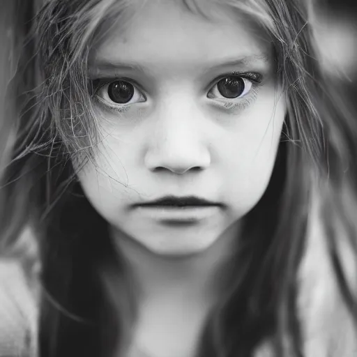 Prompt: 50mm f1.8 portrait photography of a girl trapped in a sinister liminal space, megalophobia, Bokeh, Graflex