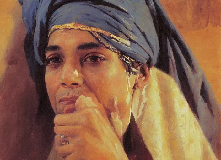 Prompt: a highly detailed beautiful portrait of a person from egypt, by gregory manchess, james gurney, james jean