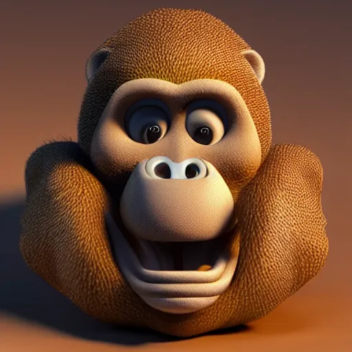 Prompt: fruit that look like a monkey, 3d render, highly detailed, hyper realistic