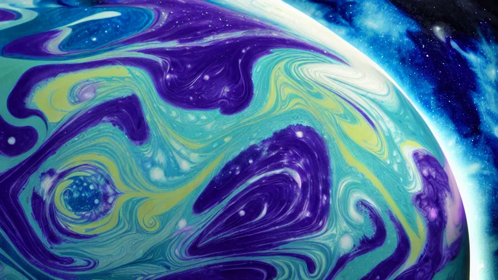 Image similar to planet, by charlie bowater, paper - marbling, hydro - dipping, diffraction grading