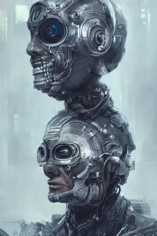 Image similar to ultrarealistic illustration old man cyborg, cyberpunk, sci - fi fantasy, intricate, elegant, highly detailed, digital painting, artstation, concept art - g