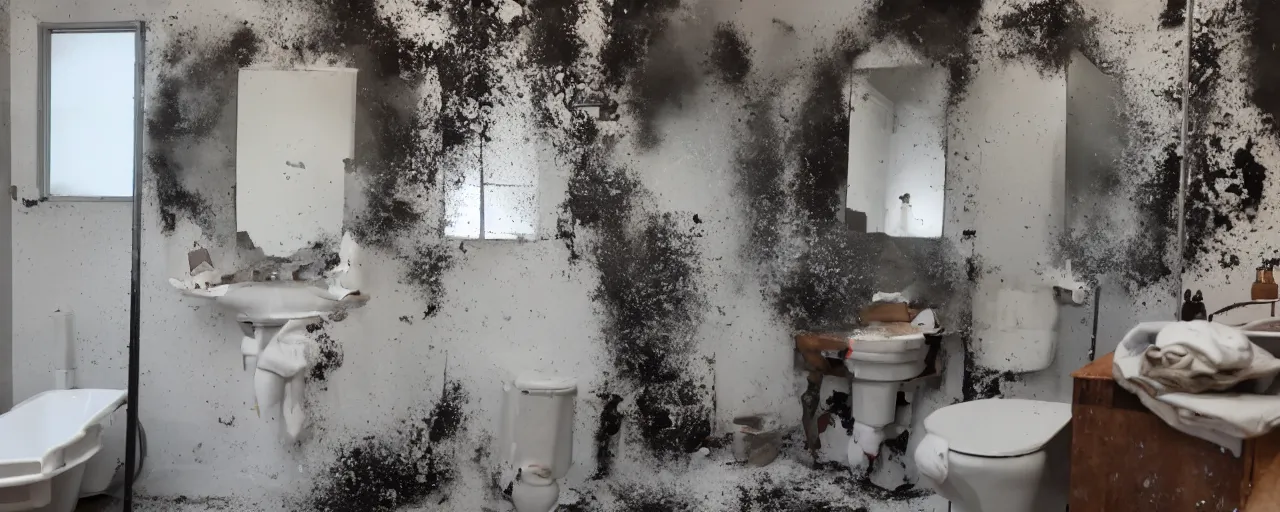 Prompt: a bathroom exploding