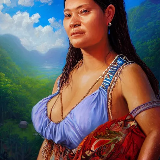 Prompt: portrait of an panamanian woman ( 3 5 ) from panama in 2 0 2 1, an oil painting by ross tran and thomas kincade