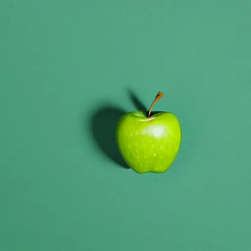 Image similar to studio shot of green apple shaped like a dog, isometric perspective, green background