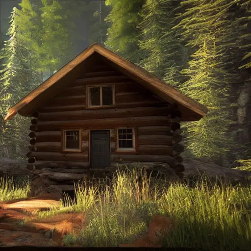 Image similar to a cabin in the woods unreal engine