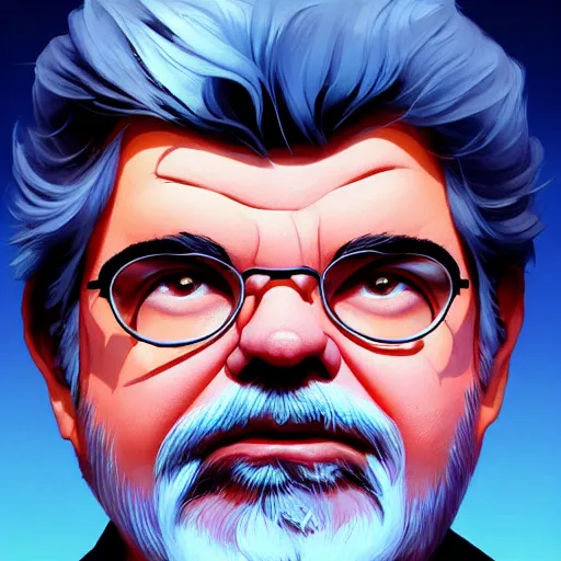 Image similar to face icon stylized minimalist george lucas, loftis, cory behance hd by jesper ejsing, by rhads, makoto shinkai and lois van baarle, ilya kuvshinov, rossdraws global illumination