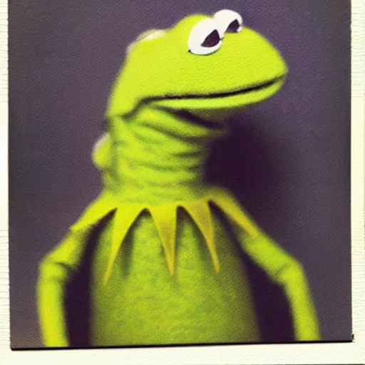 Prompt: a polaroid photo of kermit