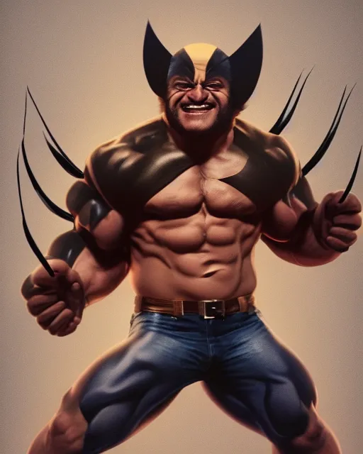 Image similar to danny devito as wolverine, full body portrait, oil on canvas, octane render, trending on artstation