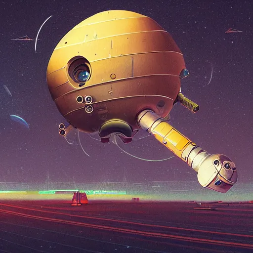 Image similar to A schematic of a spaceship for asteroid mining by Simon Stålenhag