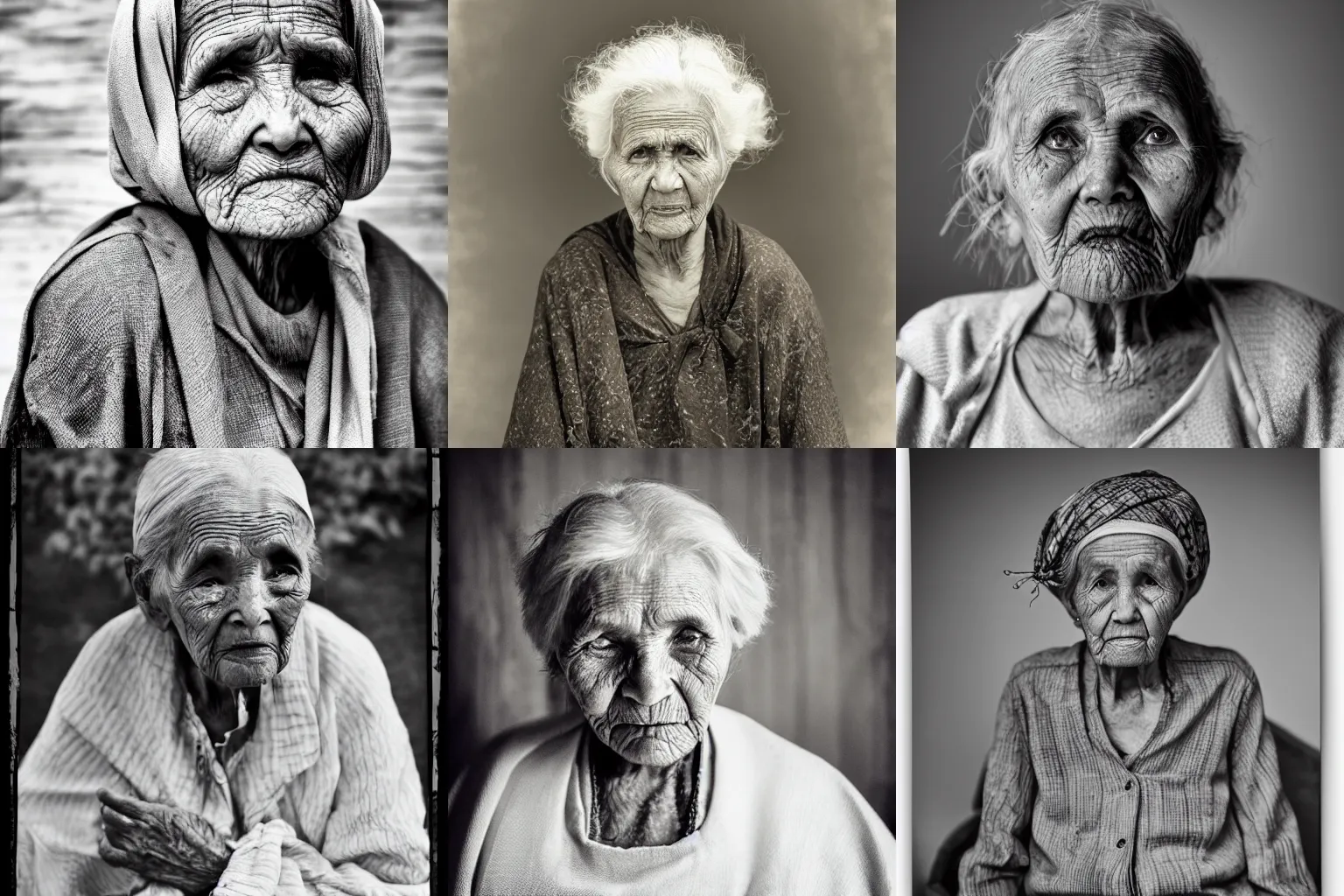 Prompt: a photo of an old woman by Réhahn, photography in the style of Réhahn