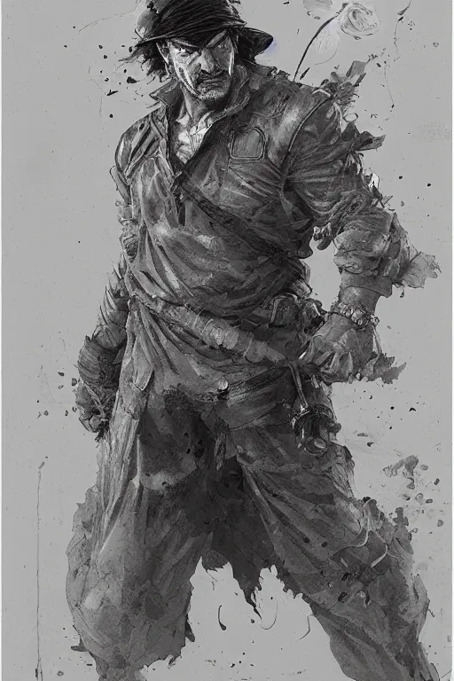 Image similar to portrait of joseph joestar, pen and ink, intricate line drawings, by craig mullins, ruan jia, kentaro miura, takehiko inoue, greg rutkowski