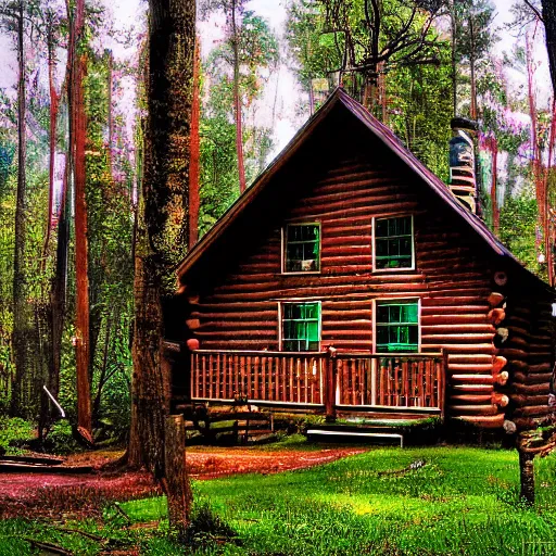 Prompt: a cabin in the woods by Juliana Braga