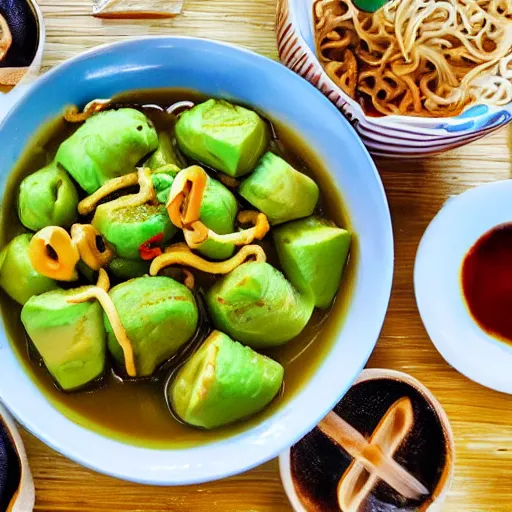 Image similar to nikocado avocado and minions eating extreme hot spicy noodles