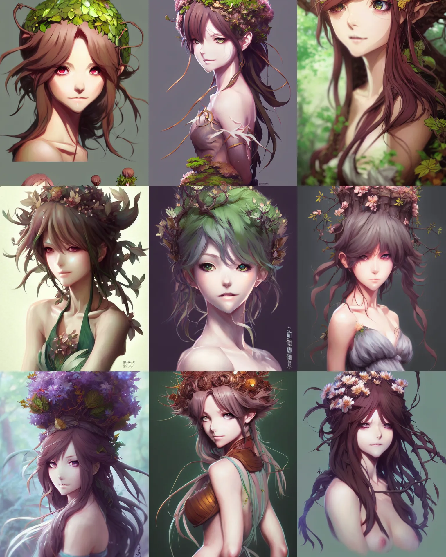 Prompt: character concept art of an anime dryad | | cute - fine - face, pretty face, realistic shaded perfect face, fine details by antilous chao, stanley artgerm lau, rossdraws, marc simonetti, and sakimichan, tranding on artstation