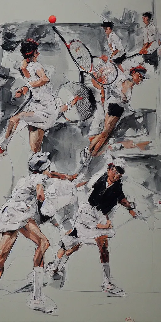 Prompt: oil painting scene from tennis by kim jung gi