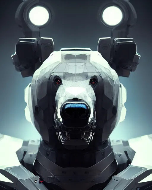 Image similar to mecha male bear portrait, handsome, cyborg, intricate mechanical body, robot eyes, hyper realistic 3 d render by ilya kuvshinov, peter mohrbacher, greg rutkowski, ryohei hase, dramatic lighting, intricate, highly detailed, sharp focus, luminous, unreal engine, blender, artstation, masterpiece, ray tracing