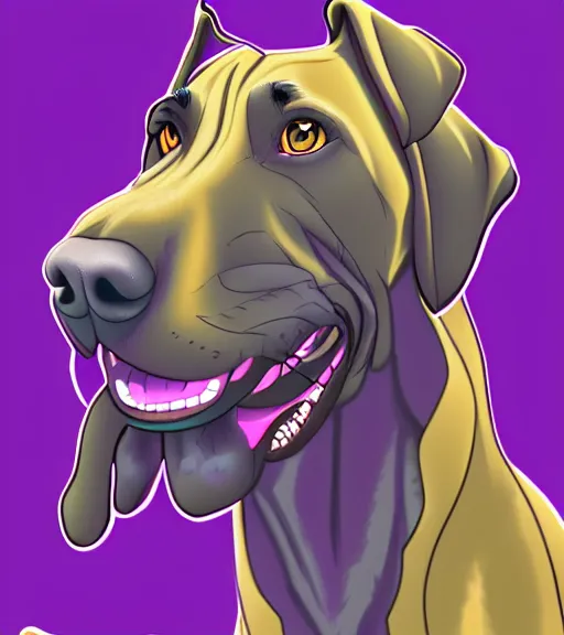 Image similar to plott hound after a purple ball full color digital illustration in the style of don bluth, artgerm, artstation trending, 4 k