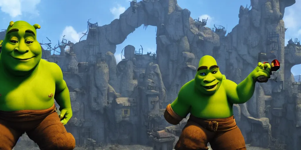 Image similar to shrek in team fortress 2, realistic 4 k octane beautifully detailed render, 4 k post - processing, highly detailed, intricate complexity, epic composition, magical atmosphere, cinematic lighting, masterpiece, ultra hd