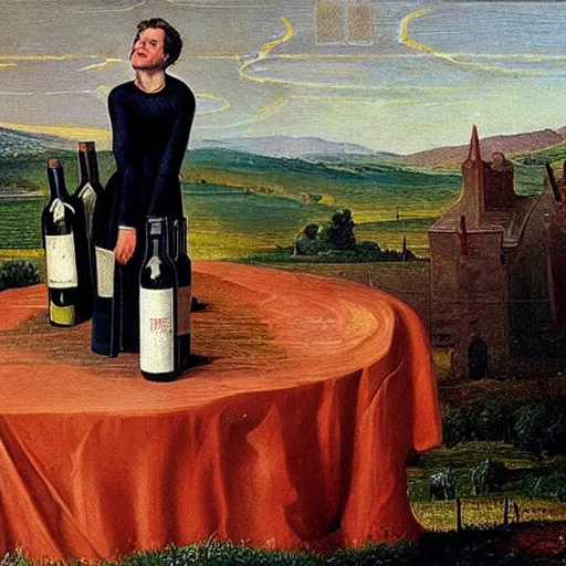 Prompt: Elon musk turns water into wine, oil on canvas, 1883