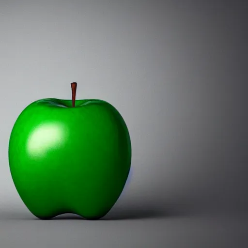 Image similar to studio shot of green apple shaped like cube, isometric perspective, green background